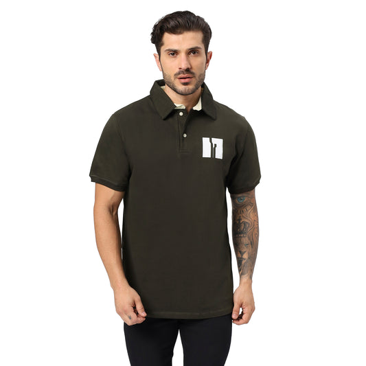 Men’s Dark Olive 240 GSM French Terry Polo T-Shirt