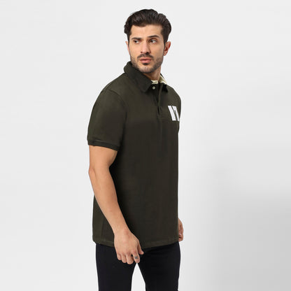 Men’s Dark Olive 240 GSM French Terry Polo T-Shirt