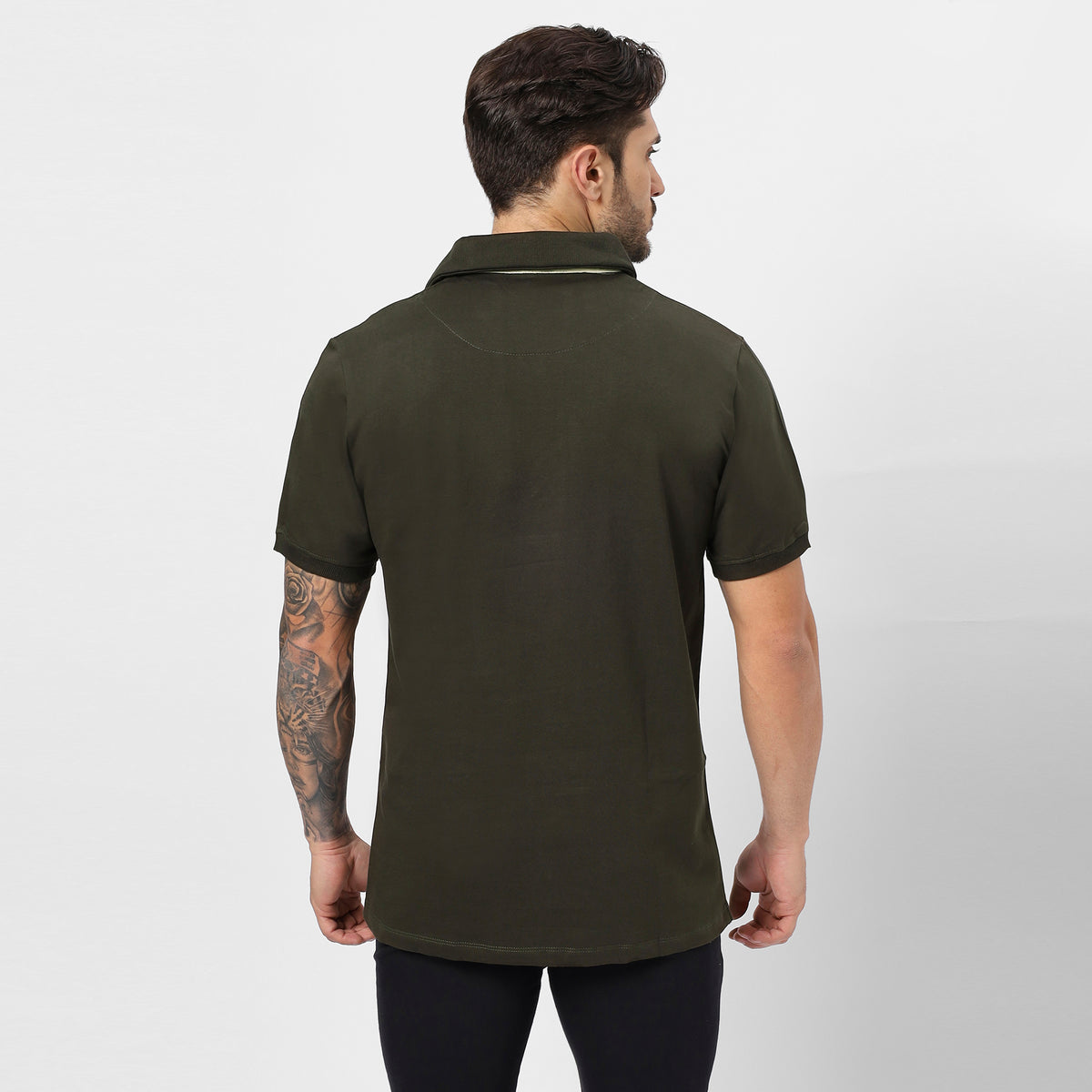 Men’s Dark Olive 240 GSM French Terry Polo T-Shirt