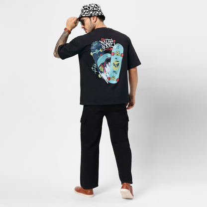 YAIL Black Skate Oversized T-Shirt | Streetwear