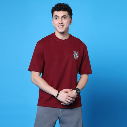 YAIL Space Odyssey Oversized T-Shirt – Maroon | 240 GSM