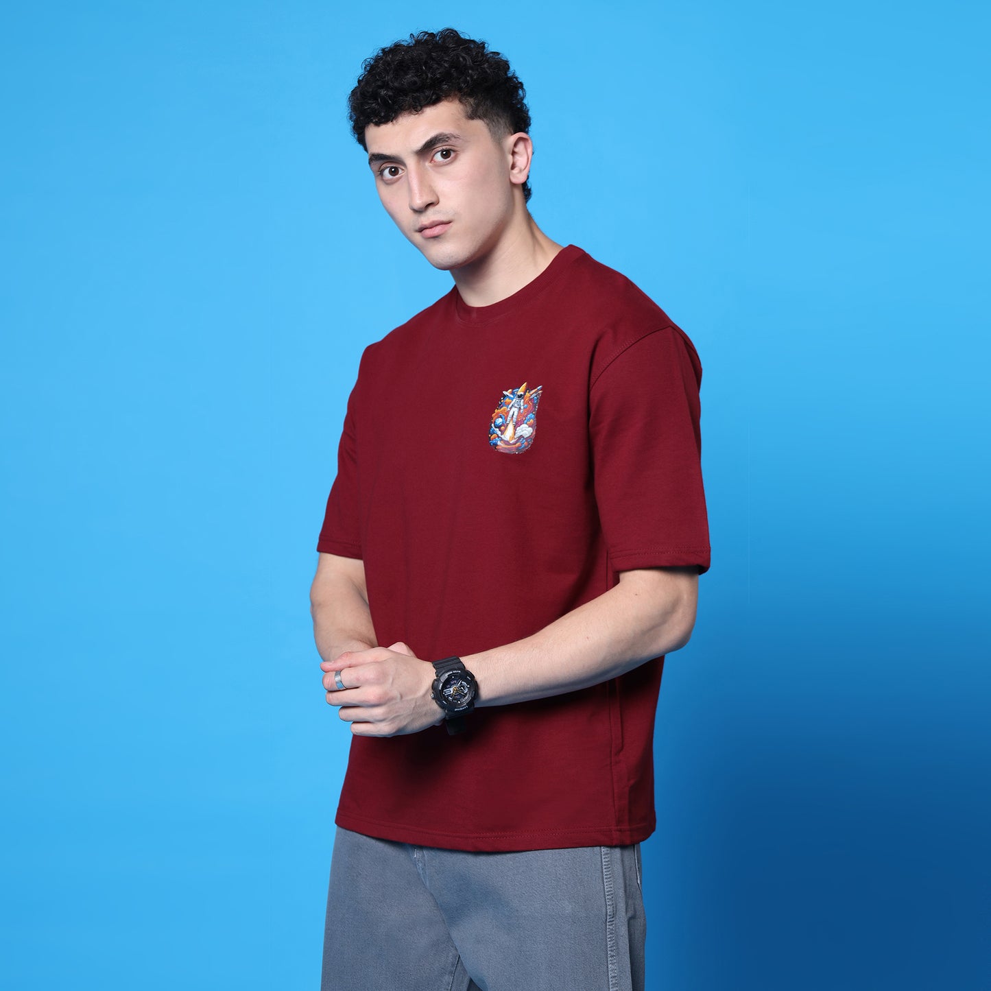 YAIL Space Odyssey Oversized T-Shirt – Maroon | 240 GSM