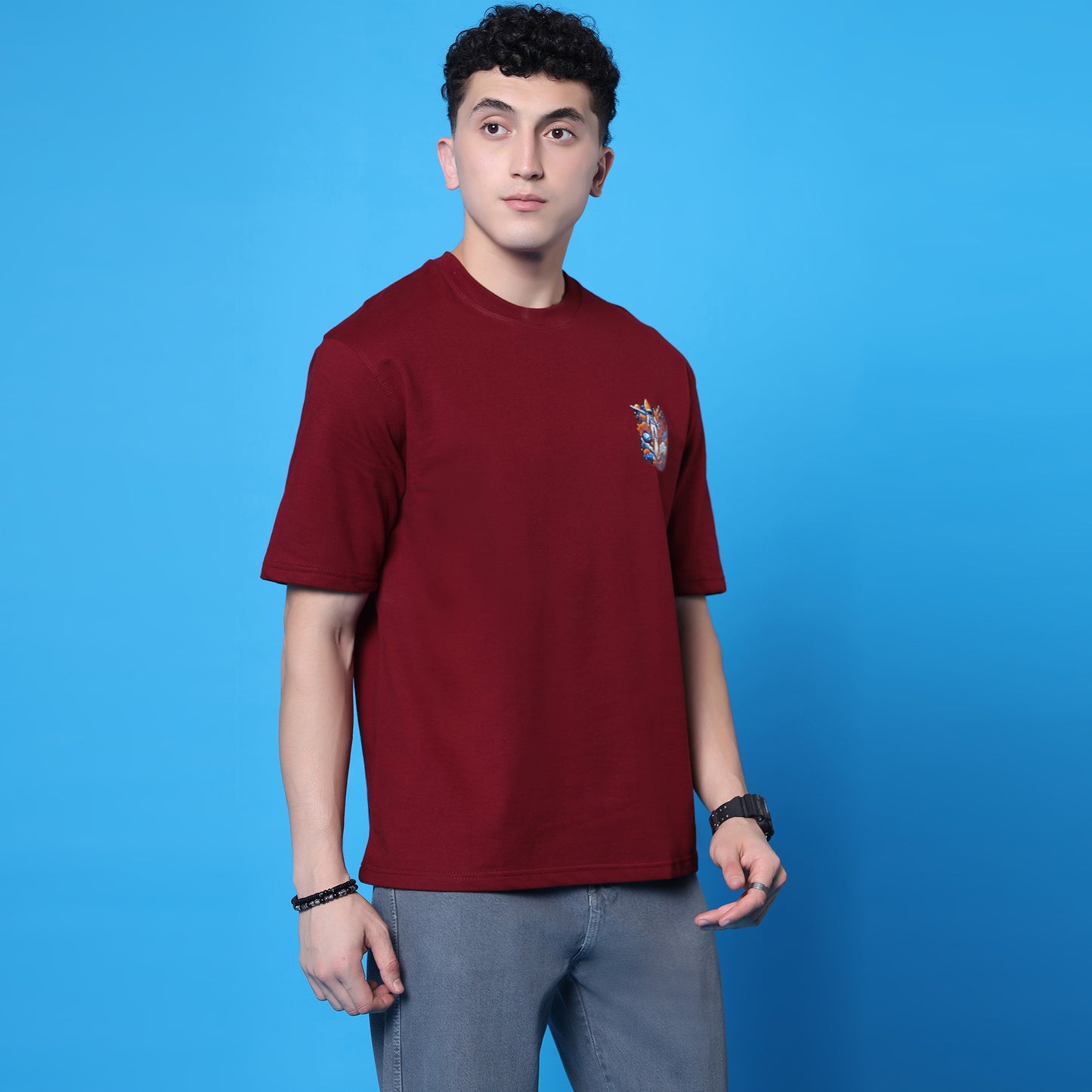 YAIL Space Odyssey Oversized T-Shirt – Maroon | 240 GSM