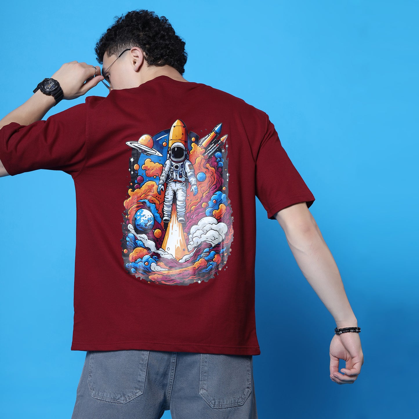 YAIL Space Odyssey Oversized T-Shirt – Maroon | 240 GSM