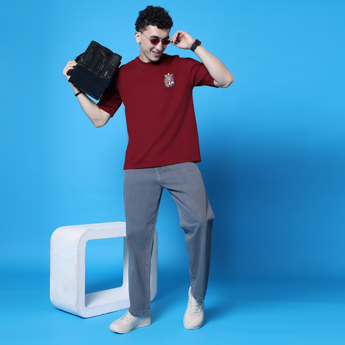 YAIL Space Odyssey Oversized T-Shirt – Maroon | 240 GSM