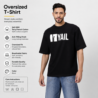 YAIL™ Worldwide Freedom Tee - Black Oversized