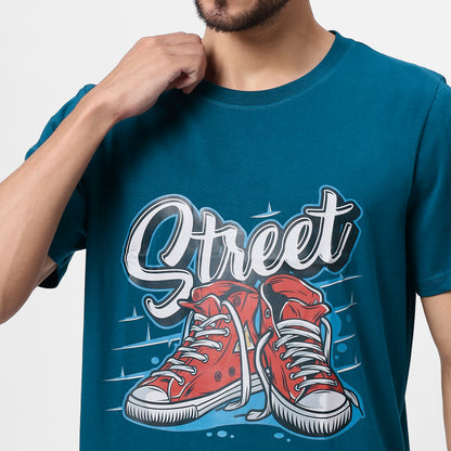 STREET Teal Blue T-Shirt – 180 GSM Cotton | YAIL