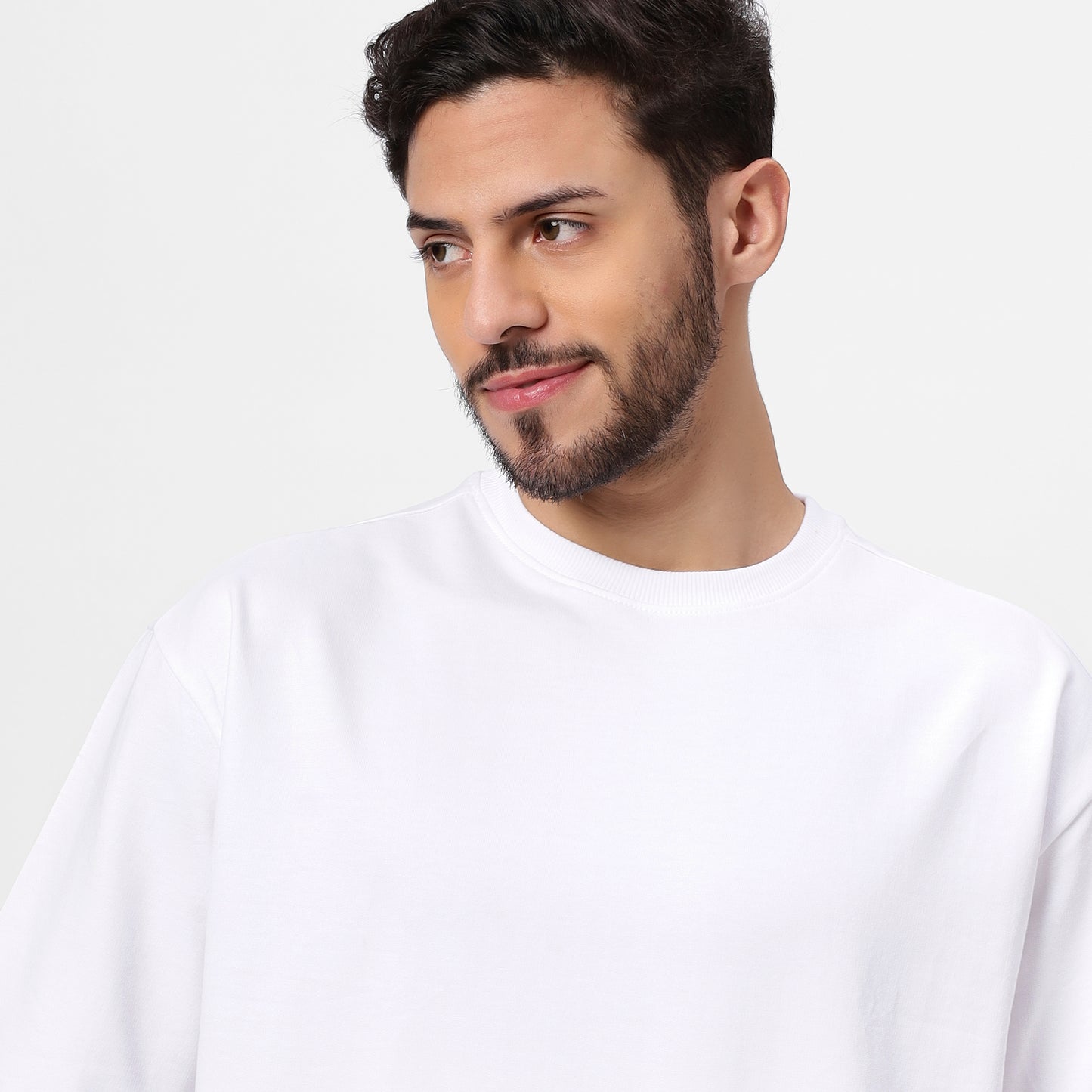 White Graphic Print Oversized Tee for Men – Retro Skater Cartoon Design