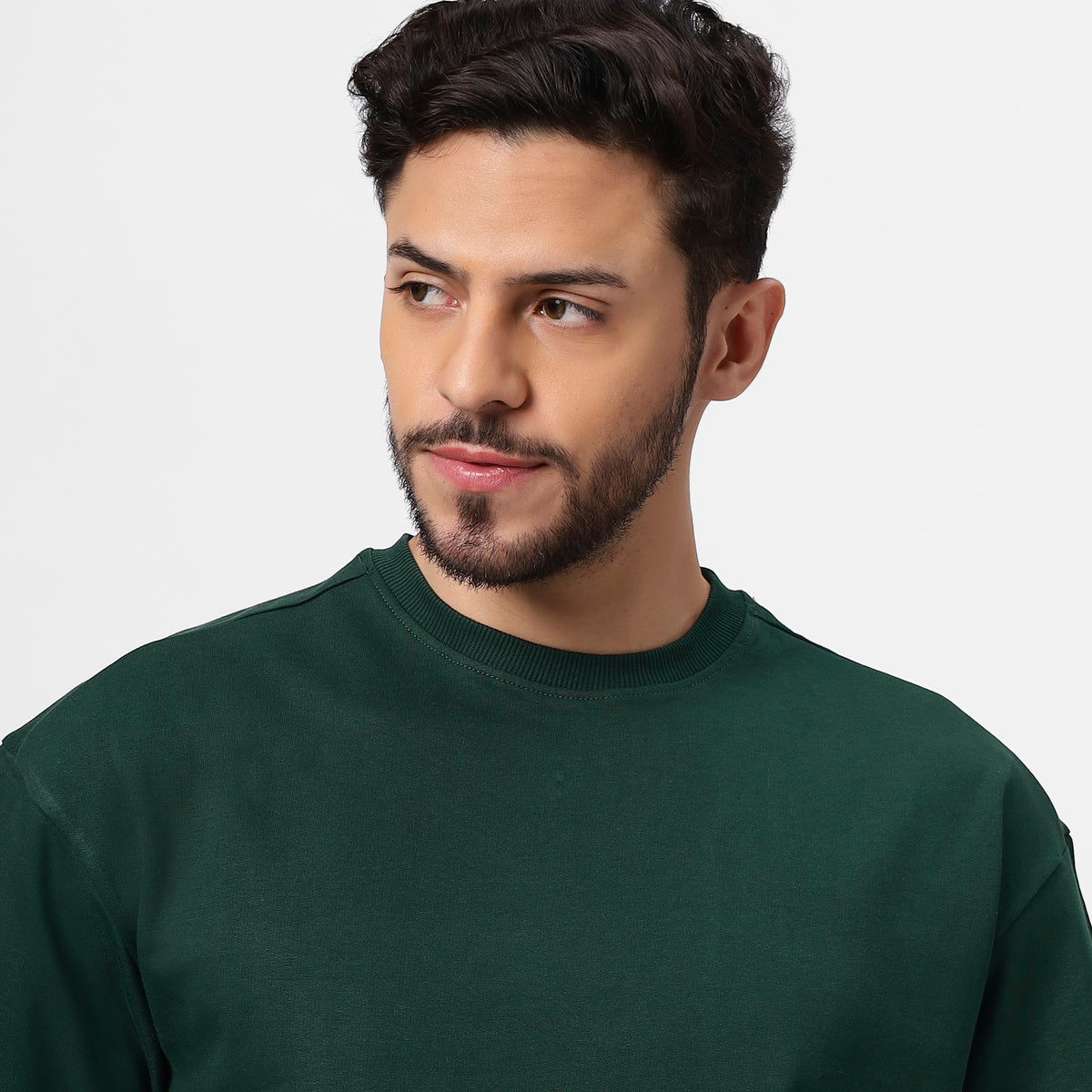 "GoScoot Printed Oversized T-Shirt – Bottle Green, 240 GSM Cotton"
