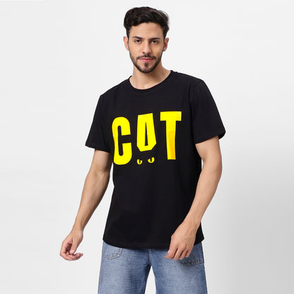 CAT Graphic Black T-Shirt for Men - 180 GSM | YAIL Clothing