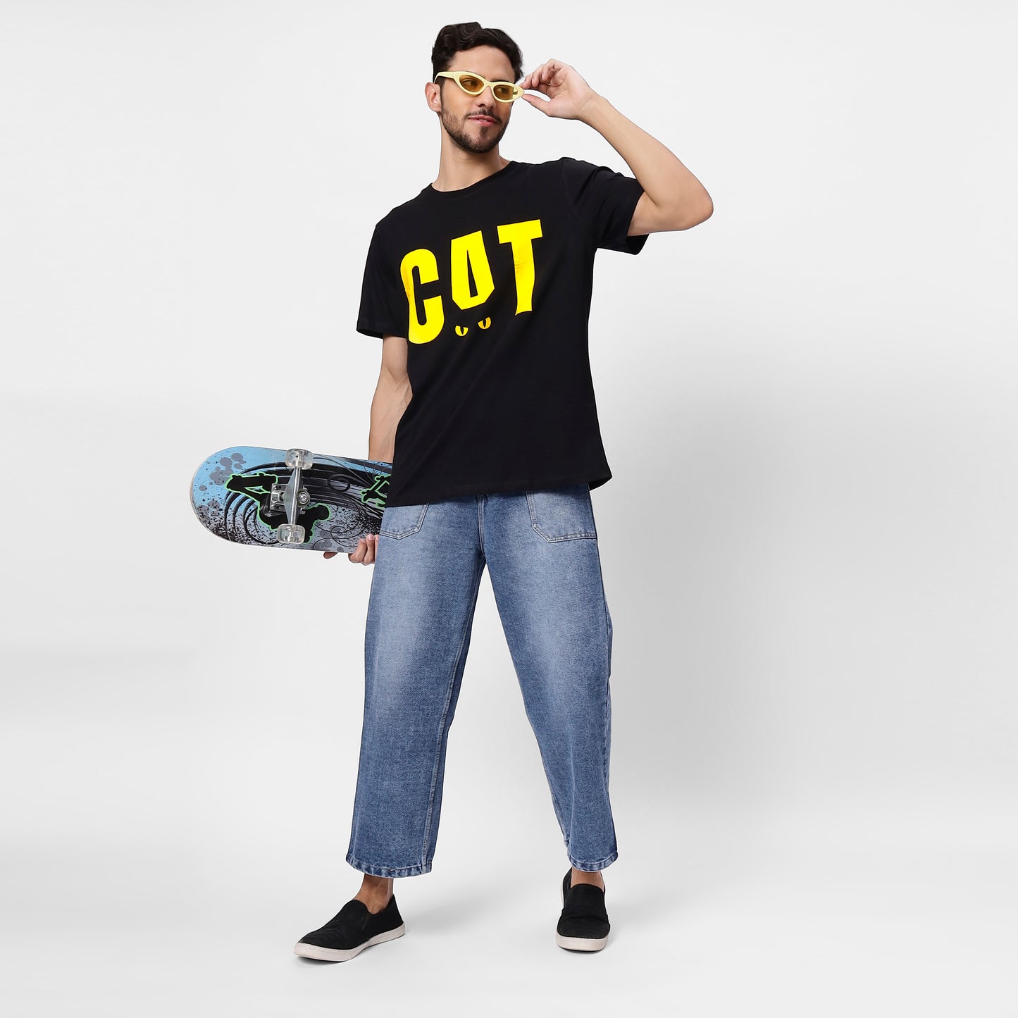 CAT Graphic Black T-Shirt for Men - 180 GSM | YAIL Clothing