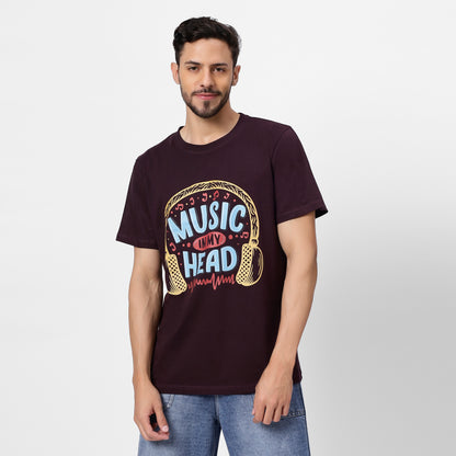 YAIL Music In My Head Tee - Wine - 180 GSM