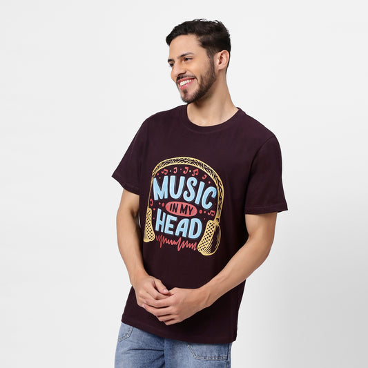 YAIL Music In My Head Tee - Wine - 180 GSM