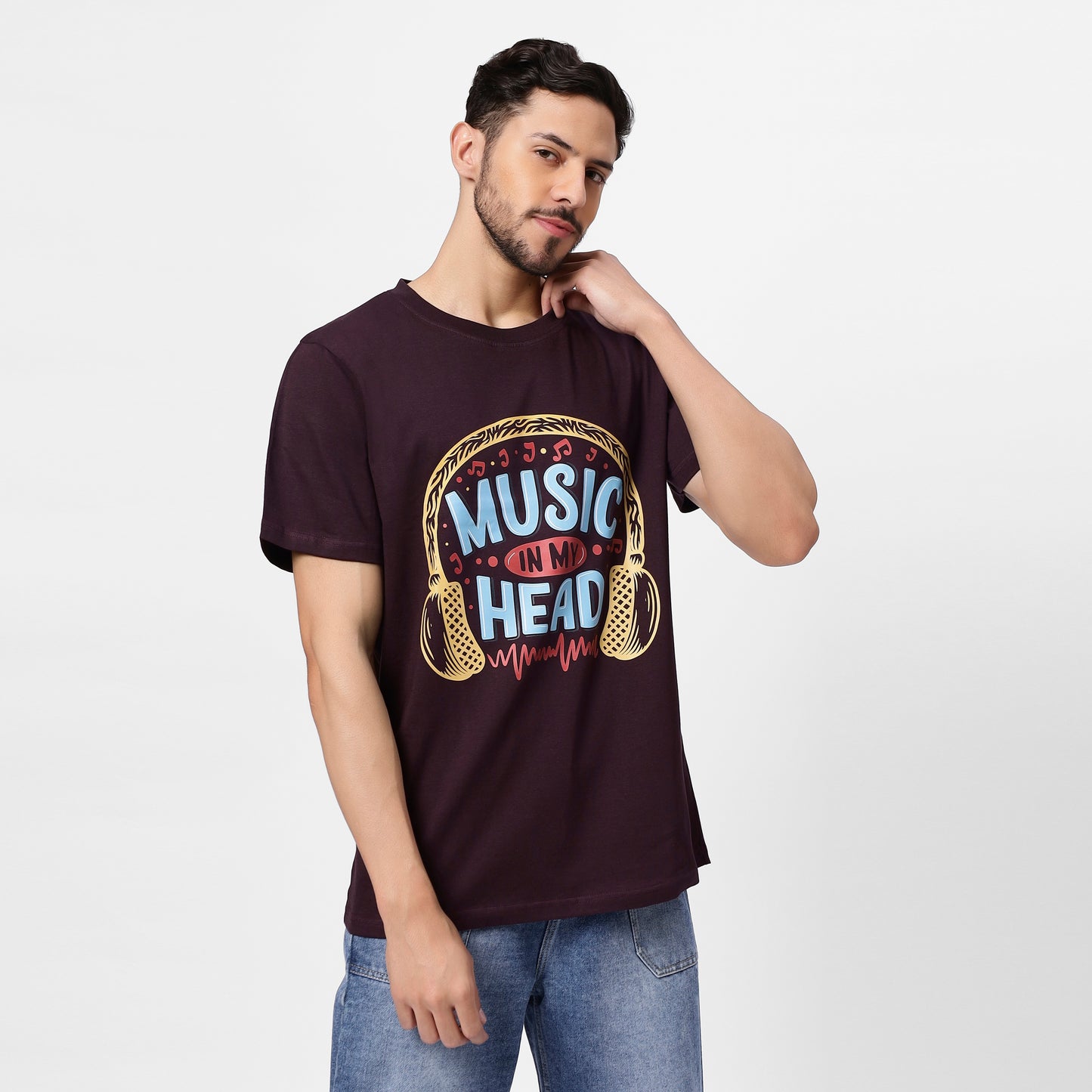 YAIL Music In My Head Tee - Wine - 180 GSM