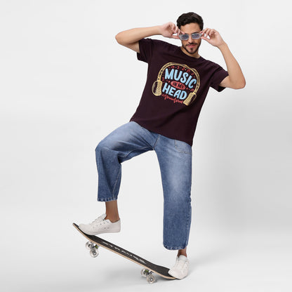 YAIL Music In My Head Tee - Wine - 180 GSM