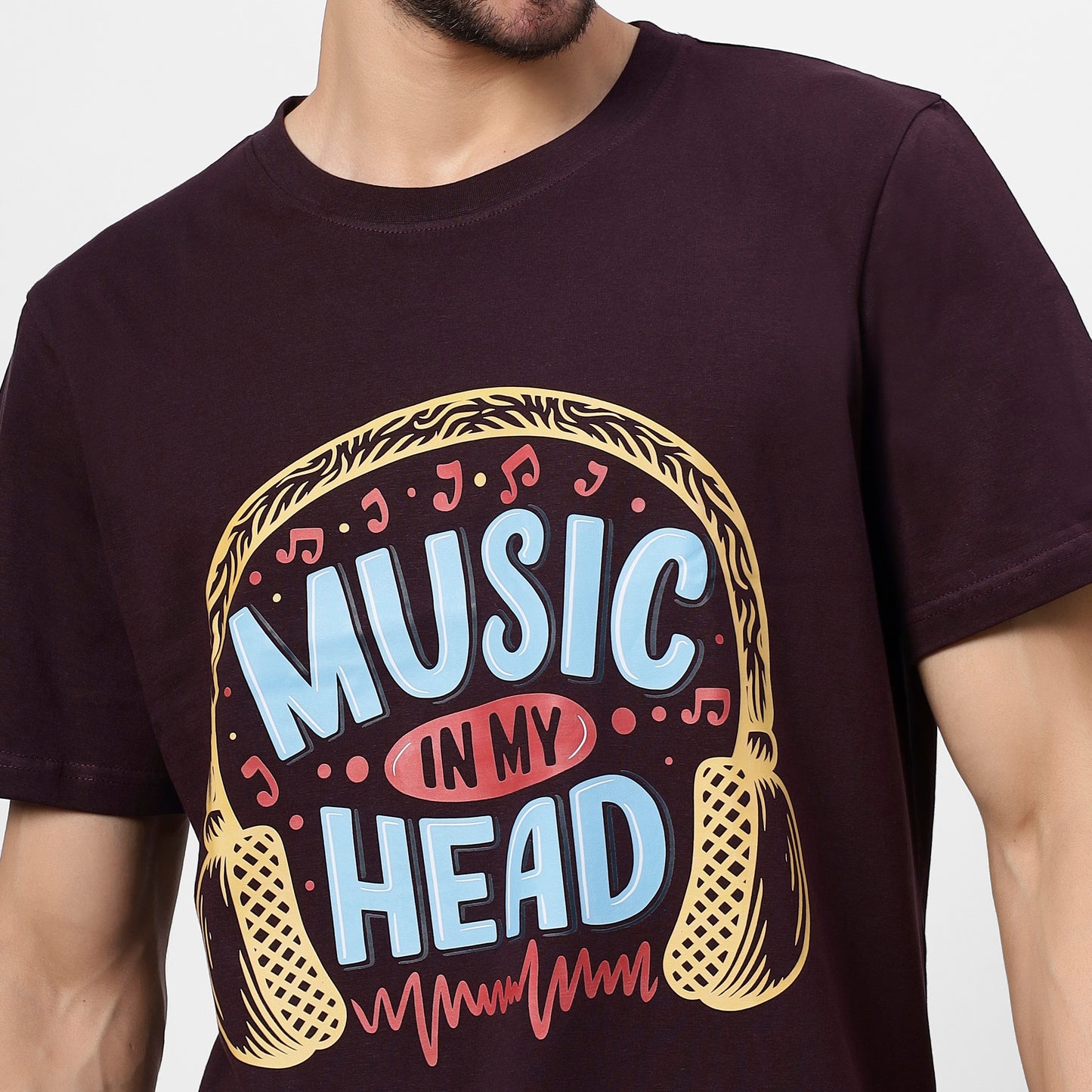 YAIL Music In My Head Tee - Wine - 180 GSM