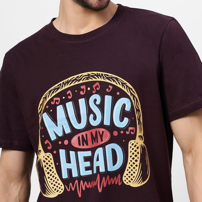 YAIL Music In My Head Tee - Wine - 180 GSM