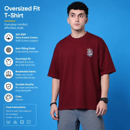 YAIL Space Odyssey Oversized T-Shirt – Maroon | 240 GSM
